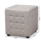 Baxton Studio Elladio Modern and Contemporary Greyish Beige Fabric Upholstered Tufted Cube Ottoman Set of 2