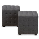 Baxton Studio Elladio Modern and Contemporary Dark Grey Fabric Upholstered Tufted Cube Ottoman Set of 2