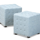 Baxton Studio Elladio Modern and Contemporary Light Blue Fabric Upholstered Tufted Cube Ottoman Set of 2