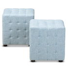 Baxton Studio Elladio Modern and Contemporary Light Blue Fabric Upholstered Tufted Cube Ottoman Set of 2