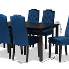 Baxton Studio Dylin Modern and Contemporary Navy Blue Velvet Fabric Upholstered and Dark Brown Finished Wood 7-Piece Dining Set