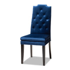 Baxton Studio Dylin Modern and Contemporary Navy Blue Velvet Fabric Upholstered and Dark Brown Finished Wood 7-Piece Dining Set