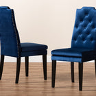 Baxton Studio Dylin Modern and Contemporary Navy Blue Velvet Fabric Upholstered Button Tufted Wood Dining Chair Set of 2