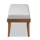 Baxton Studio Linus Mid-Century Modern Greyish Beige Fabric Upholstered and Button Tufted Wood Bench