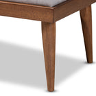 Baxton Studio Linus Mid-Century Modern Greyish Beige Fabric Upholstered and Button Tufted Wood Bench