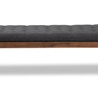 Baxton Studio Linus Mid-Century Modern Dark Grey Fabric Upholstered and Button Tufted Wood Bench