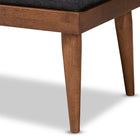Baxton Studio Linus Mid-Century Modern Dark Grey Fabric Upholstered and Button Tufted Wood Bench