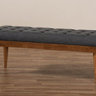 Baxton Studio Linus Mid-Century Modern Dark Grey Fabric Upholstered and Button Tufted Wood Bench