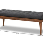 Baxton Studio Linus Mid-Century Modern Dark Grey Fabric Upholstered and Button Tufted Wood Bench