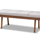 Baxton Studio Larisa Mid-Century Modern Grayish Beige Fabric Upholstered Wood Bench