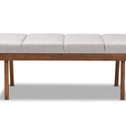 Baxton Studio Larisa Mid-Century Modern Grayish Beige Fabric Upholstered Wood Bench