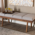 Baxton Studio Larisa Mid-Century Modern Grayish Beige Fabric Upholstered Wood Bench
