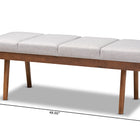 Baxton Studio Larisa Mid-Century Modern Grayish Beige Fabric Upholstered Wood Bench
