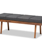 Baxton Studio Larisa Mid-Century Modern Charcoal Fabric Upholstered Wood Bench