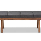 Baxton Studio Larisa Mid-Century Modern Charcoal Fabric Upholstered Wood Bench