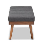 Baxton Studio Larisa Mid-Century Modern Charcoal Fabric Upholstered Wood Bench