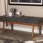Baxton Studio Larisa Mid-Century Modern Charcoal Fabric Upholstered Wood Bench