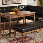 Baxton Studio Arvid Mid-Century Modern Dark Brown Faux Leather Upholstered 4-Piece Wood Dining Nook Set