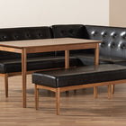 Baxton Studio Arvid Mid-Century Modern Dark Brown Faux Leather Upholstered 4-Piece Wood Dining Nook Set