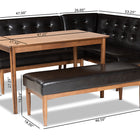 Baxton Studio Arvid Mid-Century Modern Dark Brown Faux Leather Upholstered 4-Piece Wood Dining Nook Set