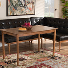 Baxton Studio Arvid Mid-Century Modern Dark Brown Faux Leather Upholstered 3-Piece Wood Dining Nook Set