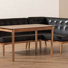 Baxton Studio Arvid Mid-Century Modern Dark Brown Faux Leather Upholstered 3-Piece Wood Dining Nook Set