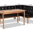 Baxton Studio Arvid Mid-Century Modern Dark Brown Faux Leather Upholstered 3-Piece Wood Dining Nook Set