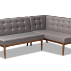 Baxton Studio Arvid Mid-Century Modern Gray Fabric Upholstered 2-Piece Wood Dining Nook Banquette Set