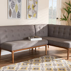 Baxton Studio Arvid Mid-Century Modern Gray Fabric Upholstered 2-Piece Wood Dining Nook Banquette Set
