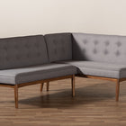 Baxton Studio Arvid Mid-Century Modern Gray Fabric Upholstered 2-Piece Wood Dining Nook Banquette Set