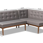 Baxton Studio Arvid Mid-Century Modern Gray Fabric Upholstered 2-Piece Wood Dining Nook Banquette Set