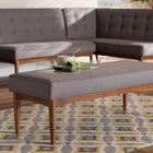 Baxton Studio Arvid Mid-Century Modern Gray Fabric Upholstered Wood Dining Bench