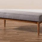 Baxton Studio Arvid Mid-Century Modern Gray Fabric Upholstered Wood Dining Bench