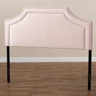 Baxton Studio Avignon Modern and Contemporary Light Pink Velvet Fabric Upholstered Queen Size Headboard