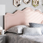 Baxton Studio Nadeen Modern and Contemporary Light Pink Velvet Fabric Upholstered Queen Size Headboard