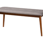 Baxton Studio Flora II Mid-Century Modern Light Grey Fabric Upholstered Medium Oak Finished Wood Dining Bench