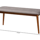 Baxton Studio Flora II Mid-Century Modern Light Grey Fabric Upholstered Medium Oak Finished Wood Dining Bench