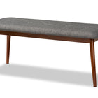 Baxton Studio Flora II Mid-Century Modern Dark Grey Fabric Upholstered Medium Oak Finished Wood Dining Bench