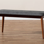Baxton Studio Flora II Mid-Century Modern Dark Grey Fabric Upholstered Medium Oak Finished Wood Dining Bench