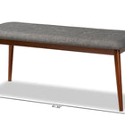 Baxton Studio Flora II Mid-Century Modern Dark Grey Fabric Upholstered Medium Oak Finished Wood Dining Bench