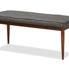 Baxton Studio Itami Mid-Century Modern Dark Grey Fabric Upholstered Medium Oak Finished Wood Dining Bench