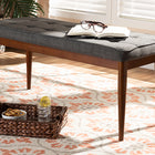 Baxton Studio Itami Mid-Century Modern Dark Grey Fabric Upholstered Medium Oak Finished Wood Dining Bench