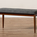 Baxton Studio Itami Mid-Century Modern Dark Grey Fabric Upholstered Medium Oak Finished Wood Dining Bench