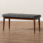Baxton Studio Itami Mid-Century Modern Dark Grey Fabric Upholstered Medium Oak Finished Wood Dining Bench