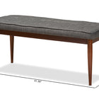 Baxton Studio Itami Mid-Century Modern Dark Grey Fabric Upholstered Medium Oak Finished Wood Dining Bench