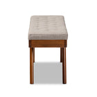 Baxton Studio Alona Mid-Century Modern Light Grey Fabric Upholstered Wood Dining Bench