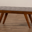 Baxton Studio Alona Mid-Century Modern Light Grey Fabric Upholstered Wood Dining Bench
