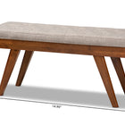 Baxton Studio Alona Mid-Century Modern Light Grey Fabric Upholstered Wood Dining Bench