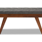 Baxton Studio Alona Mid-Century Modern Medium Grey Fabric Upholstered Wood Dining Bench