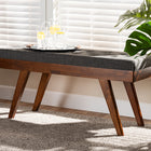 Baxton Studio Alona Mid-Century Modern Medium Grey Fabric Upholstered Wood Dining Bench